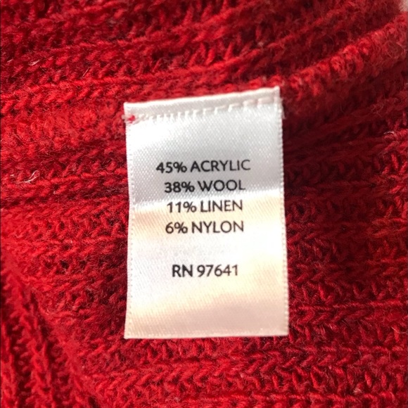 PURE JILL Red Kimono Sleeve Wool Linen Blend Oversized Knit Sweater Size XS - Picture 10 of 12